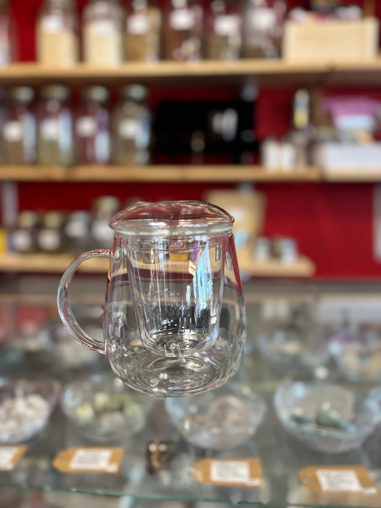 Glass Tea Cup with Infuser and Lid