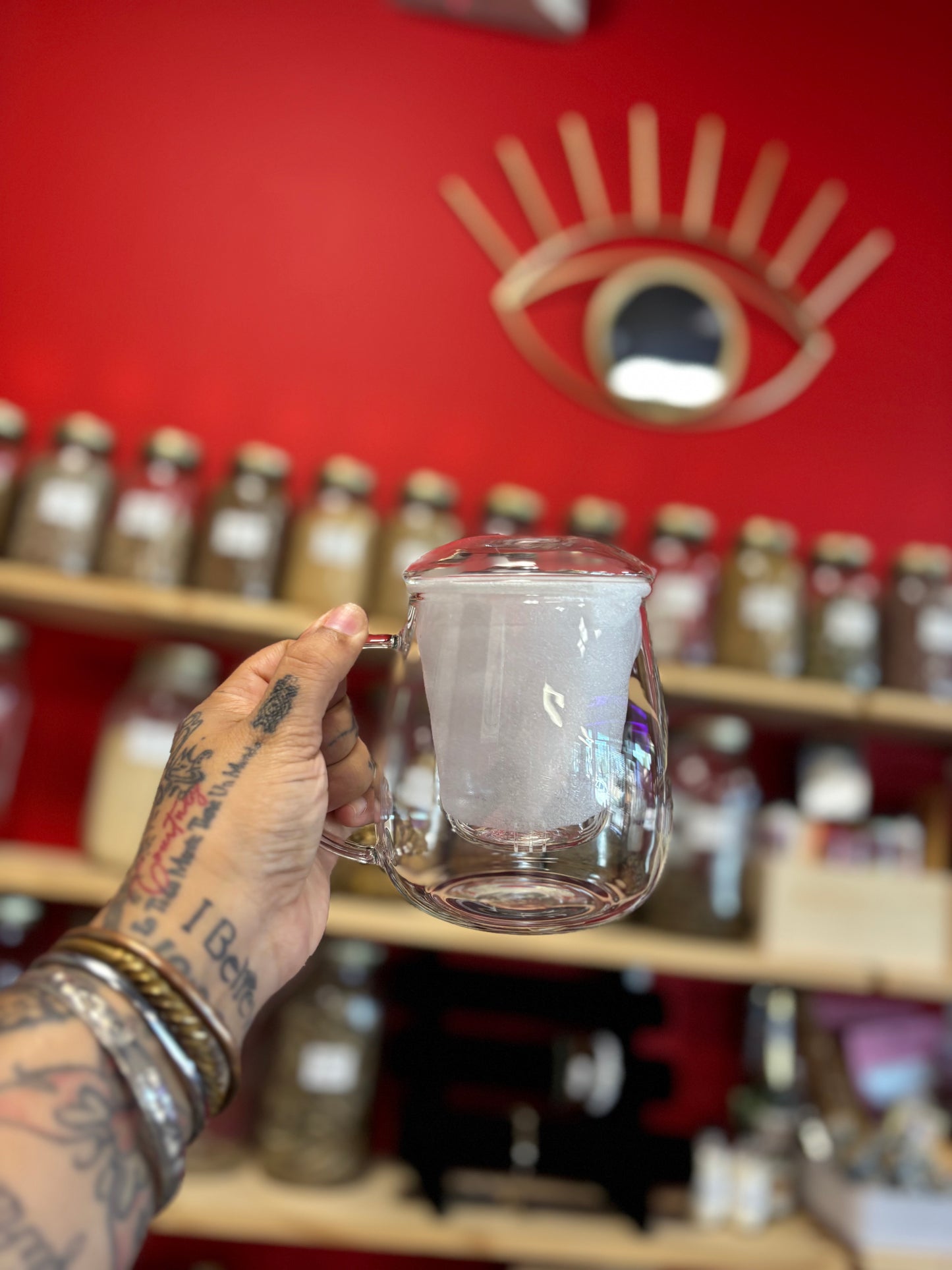 Glass Tea Cup with Infuser and Lid