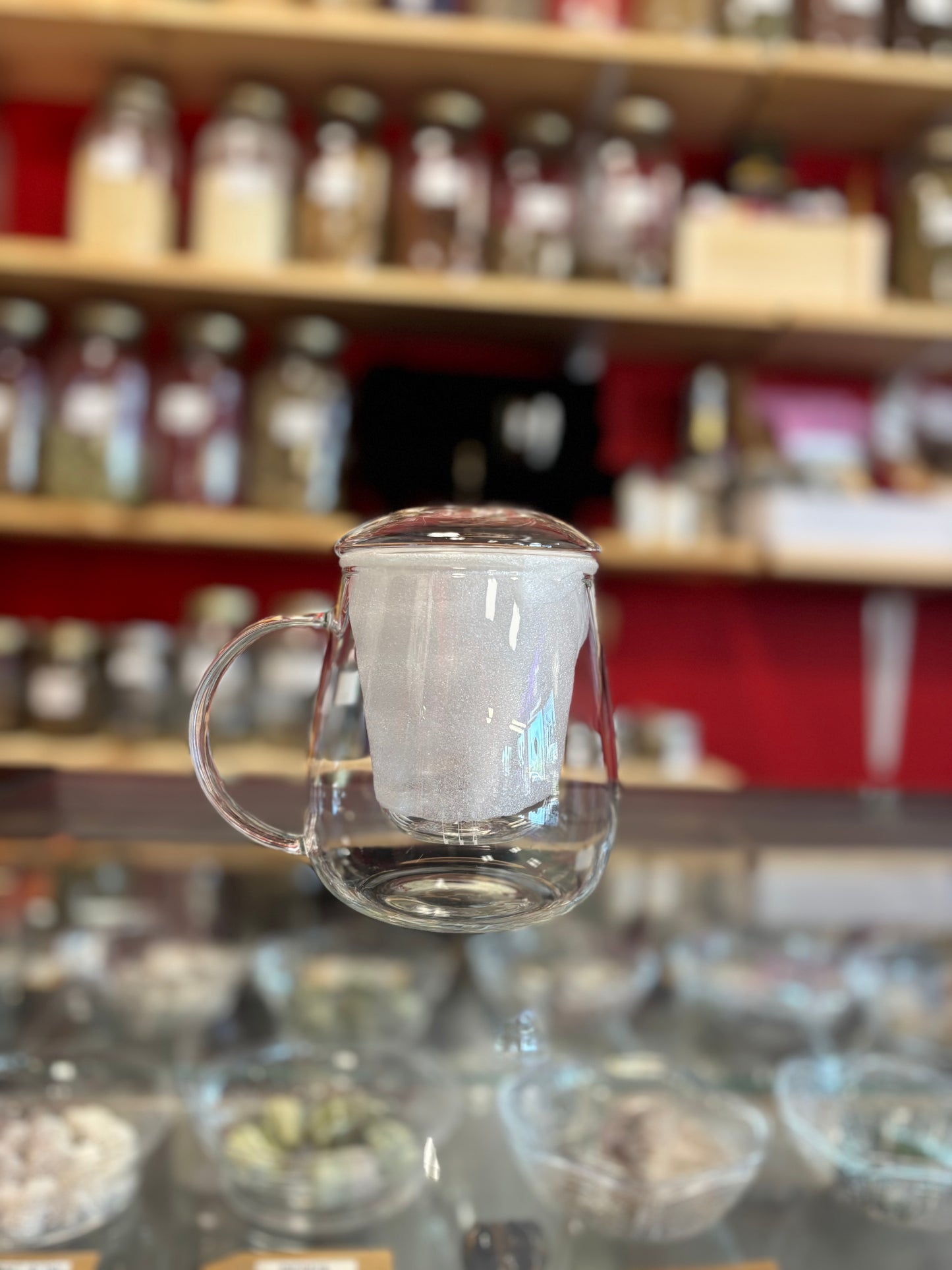 Glass Tea Cup with Infuser and Lid